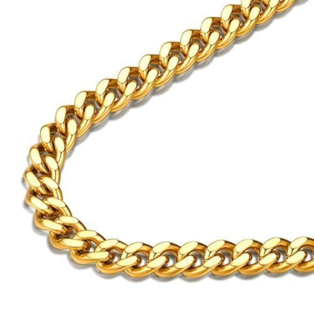 9773 Chunky Gold Chains Curb Link Necklace 18K Gold Plated Thick 7MM Link